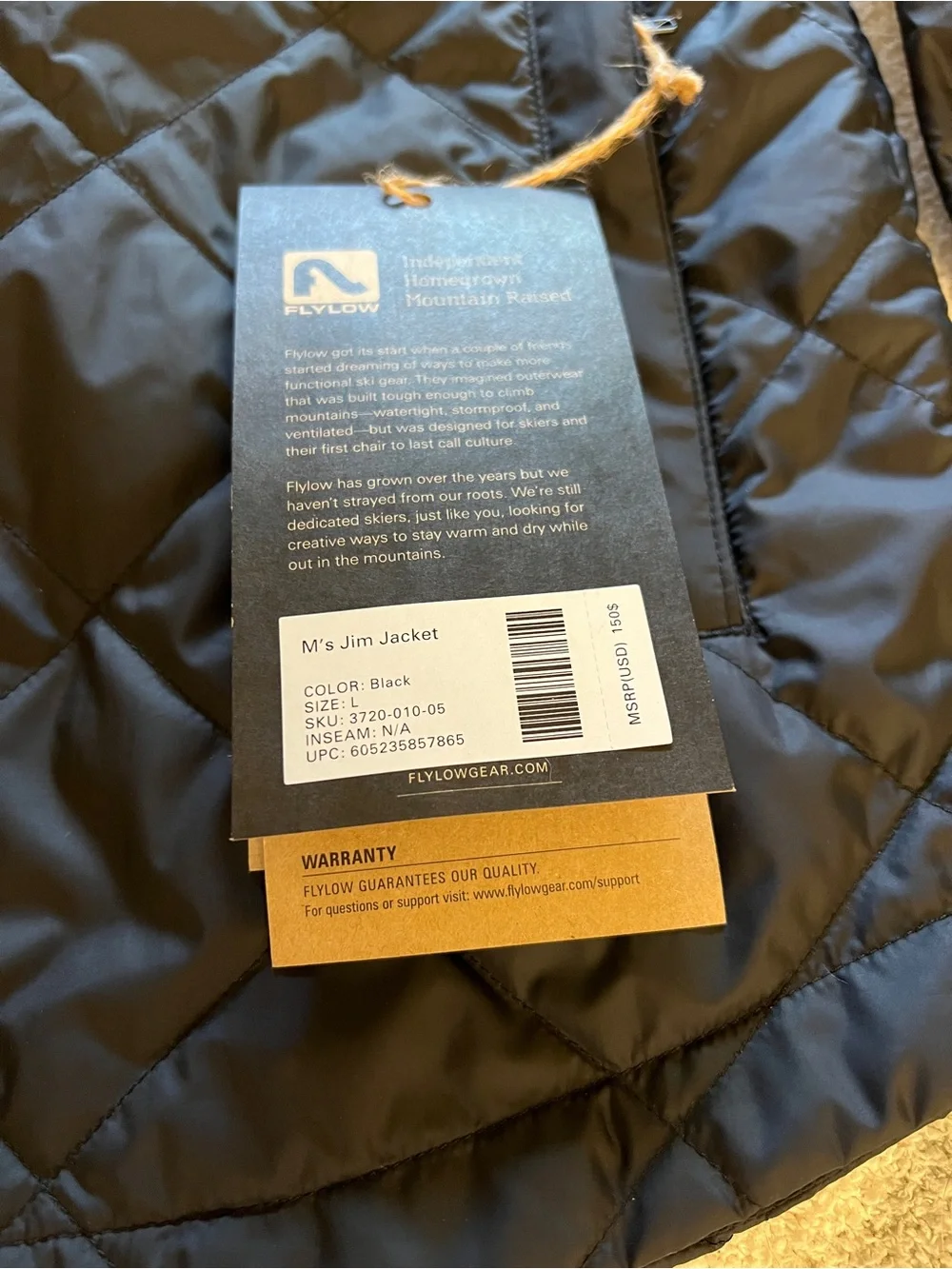 Flylow Jim Jacket – Men’s Large – Black – NWT